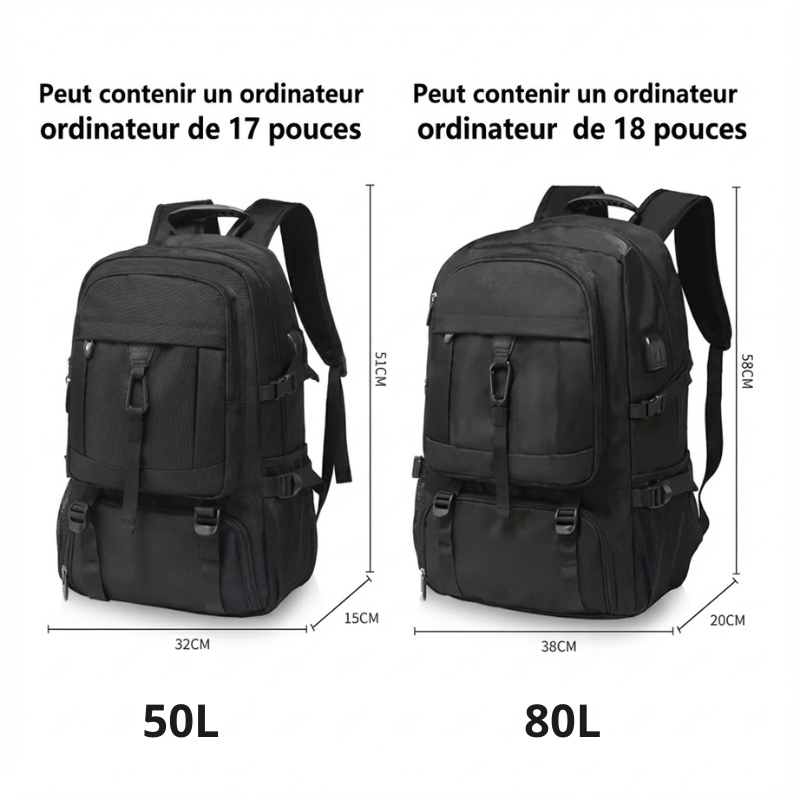 Sac à dos voyage noir pour homme