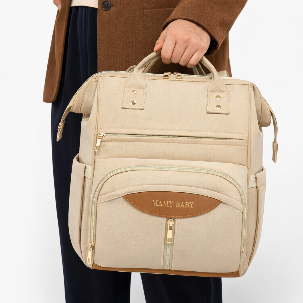 Sac à Dos à langer beige imperméable