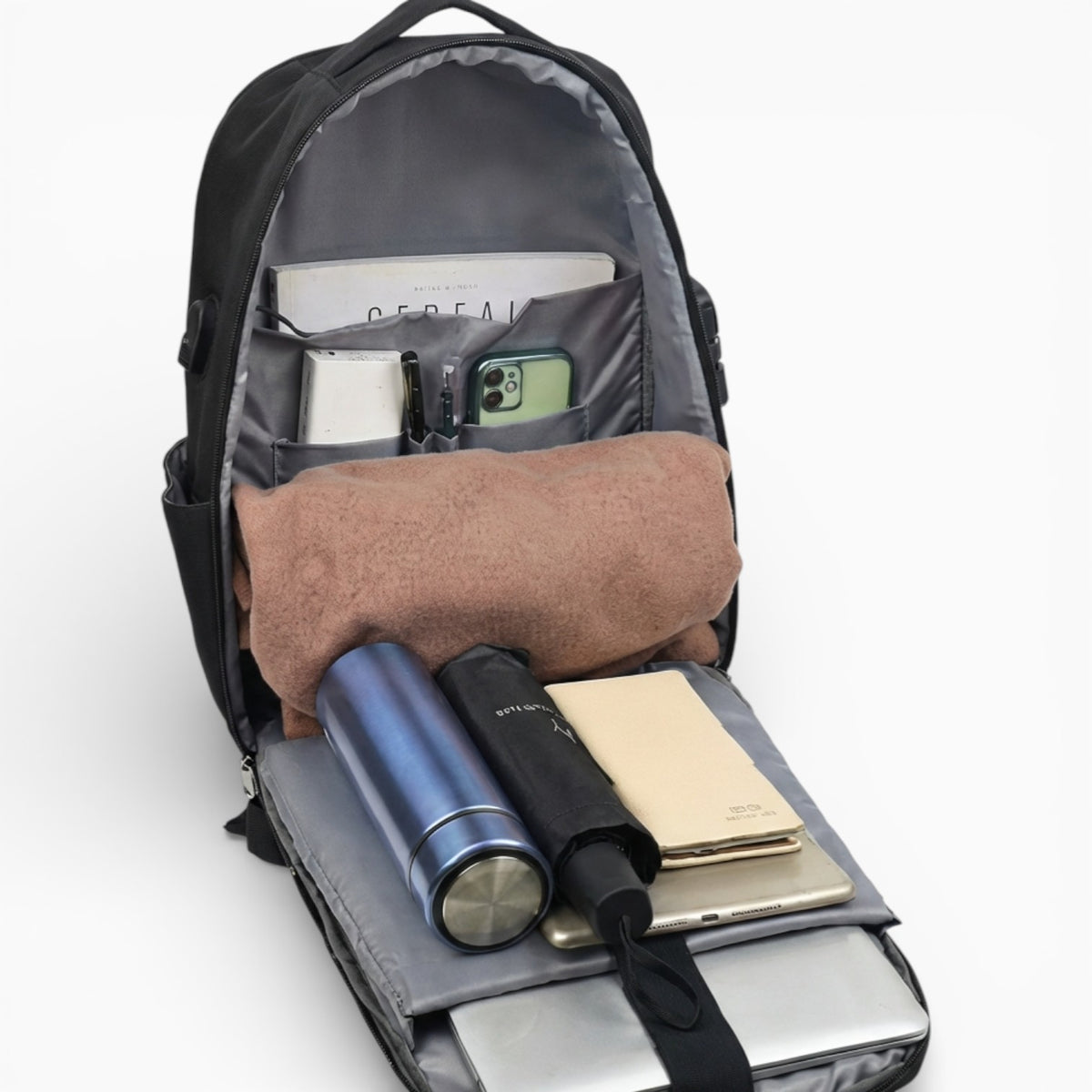 Sac à dos noir antivol pour ordinateur