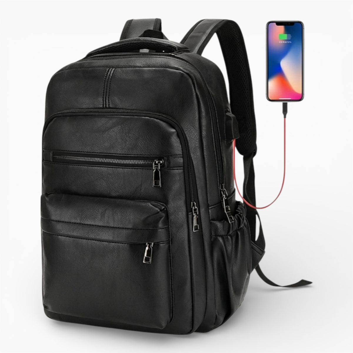 Sac à dos en cuir avec port USB