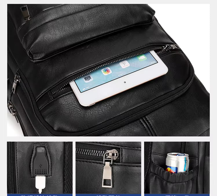 Sac à dos en cuir avec port USB