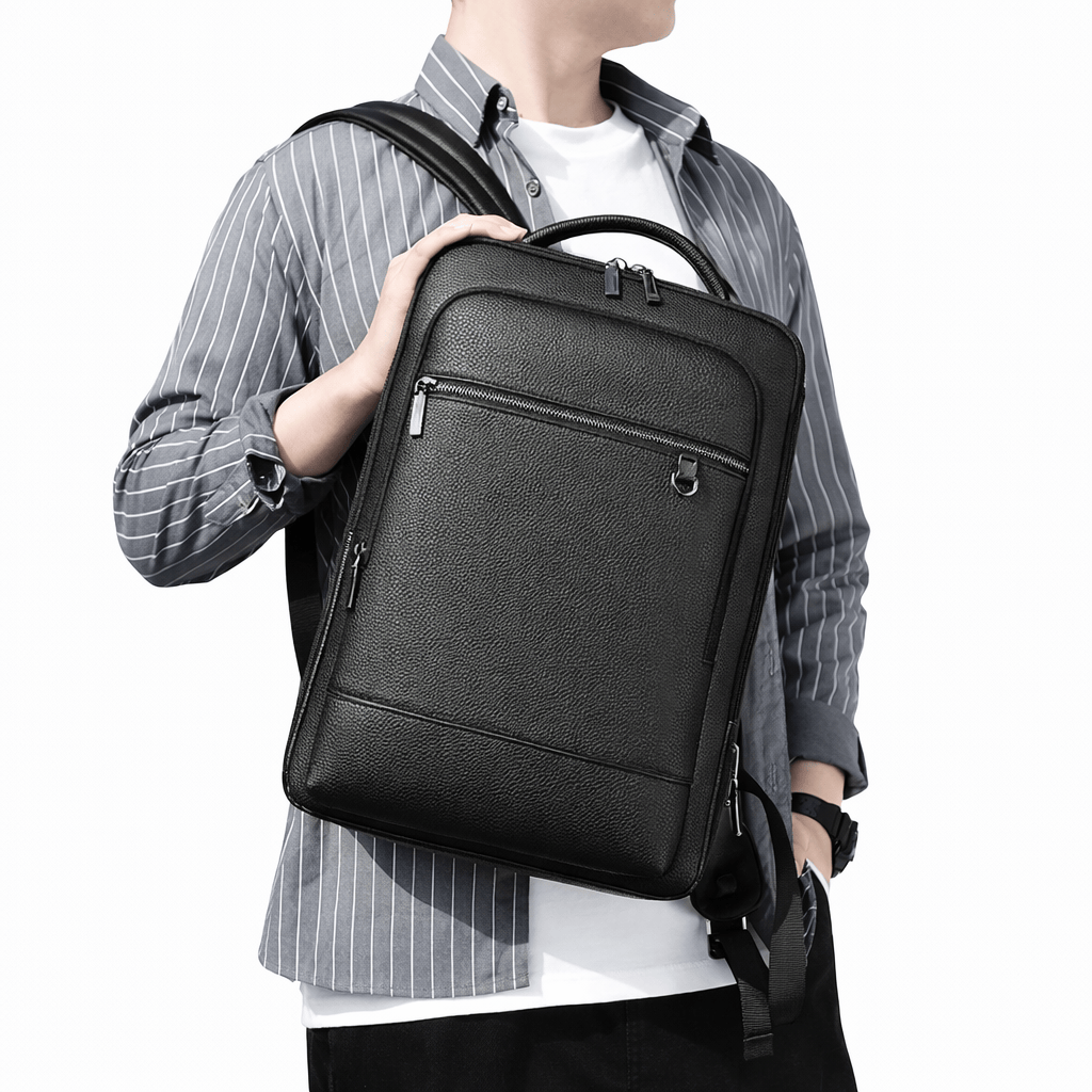 Maison Sac à Dos Noir Sac à Dos ordinateur en cuir