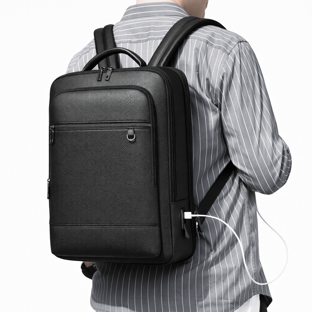 Maison Sac à Dos Noir Sac à Dos ordinateur en cuir