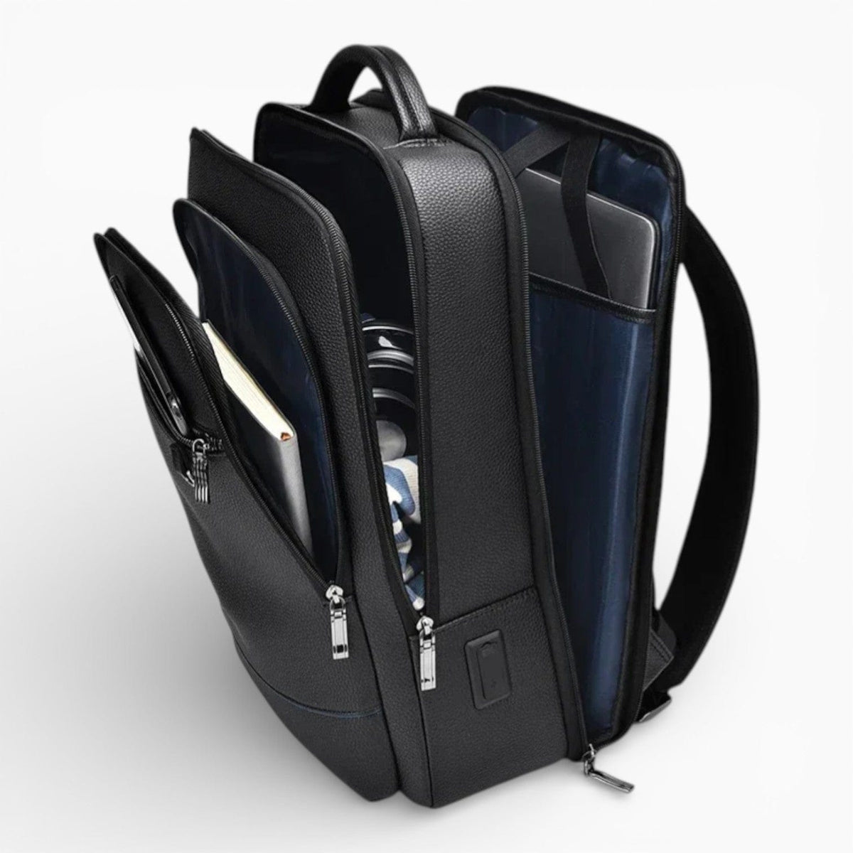 Maison Sac à Dos Noir Sac à Dos ordinateur en cuir